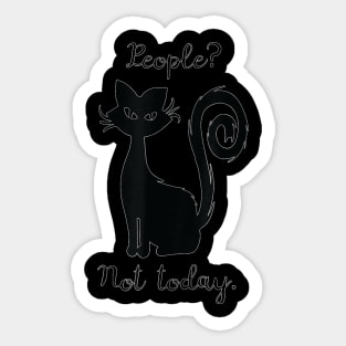 Black Cute Cat Funny Saying No People Oday Nope Halloween Sticker